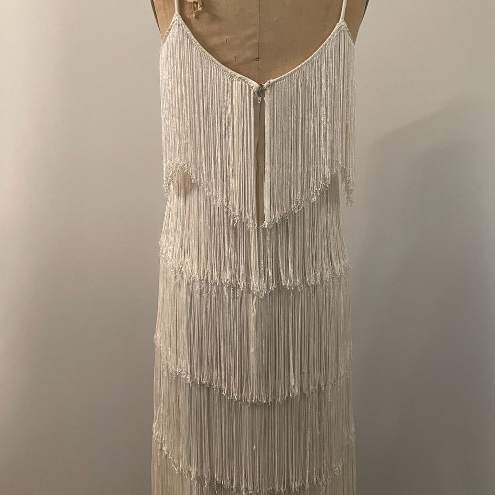 Elegant White Fringe Dress - Picture 3 of 16